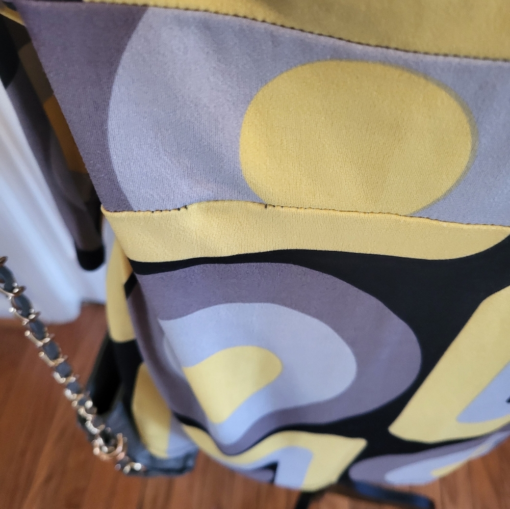 Vintage, y2k,Geometric Yellow and Gray Babydoll Silver Buckle XL Retro Twee - Picture 9 of 9